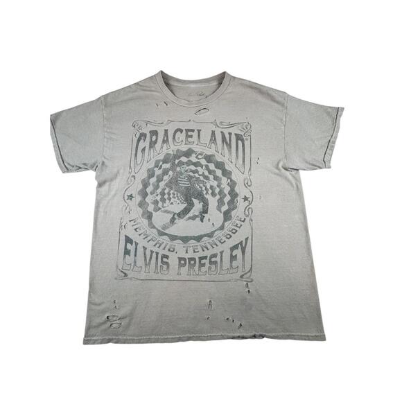 Elvis Presley Graceland Memphis Tennessee Tan Womens T-Shirt Size M/L Distressed - Picture 1 of 9